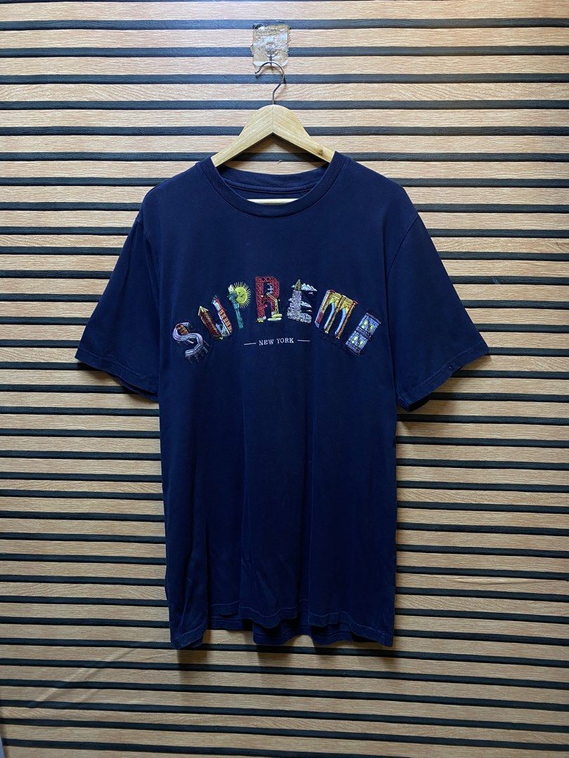AUTHENTIC SUPREME City Arc Tee from the Spring/Summer 2019 collection (Category: Tshirts & Polo Shirts ) located in Makati City. Submitted by drip.poww (Listing ID 1460544276, Image 1). Description: - Authentic Supreme - Color: Navy Blue - Size: xl - Dimes: 25x31 - Authentic - Excellent condition - Need wash, fresh from bale - Material: 100% Cotton Please don’t expect too much—these are thrifted (ukay) items. 😊 !!STILL NEGOTIABLE!!.