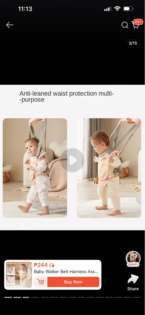 Baby Walker Belt Harness Assistant Learning Walker (Category: Infant Playtime) located in Cainta. Submitted by xoxo_0924 (Listing ID 1460528667, Image 2). Description: - Helps baby learn to walk - Provides waist protection - Adjustable for a comfortable fit - Ideal for first steps - Easy and secure to use.