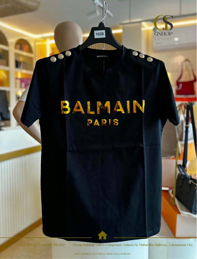 BALMAIN button side tees (Category: Luxury Apparel) located in Cabanatuan. Submitted by GRESTORE (Listing ID 1460511697, Image 1). Description: Sizes available small to large.