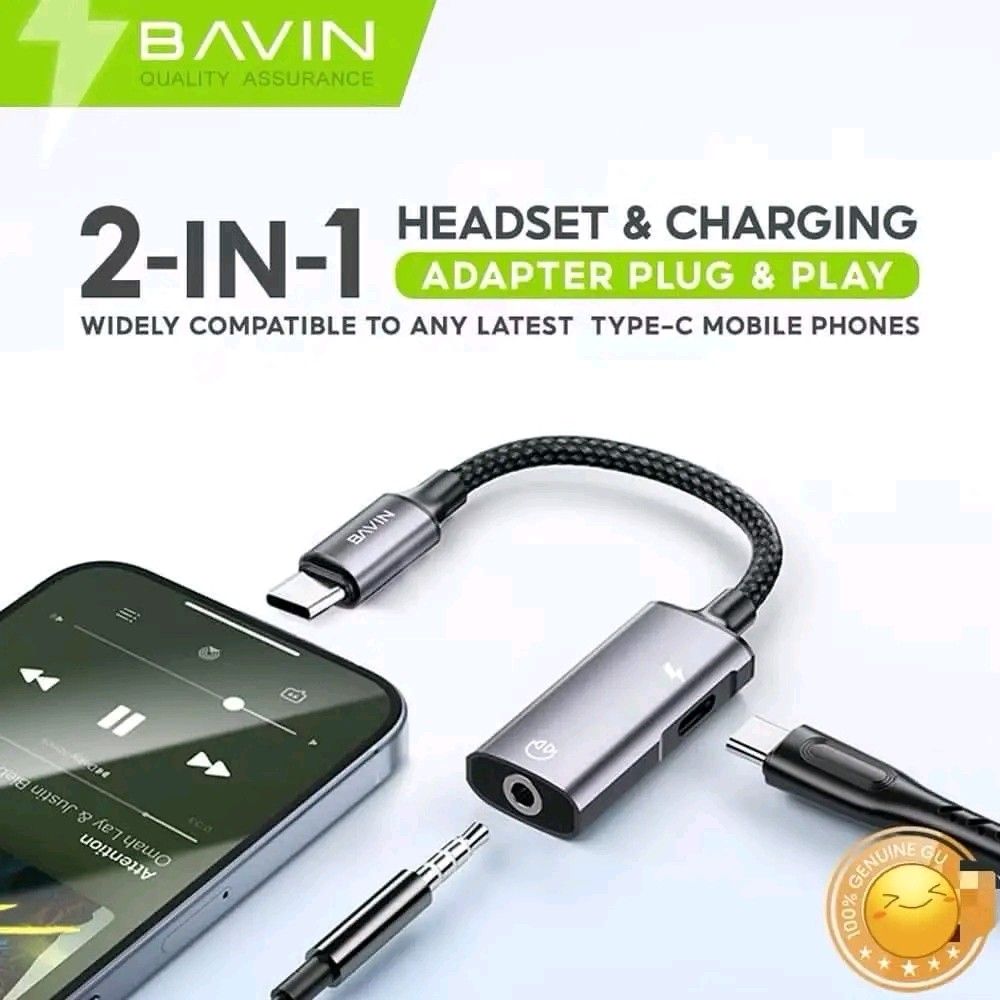 Bavin AUX-51 2-in-1 Type-C Headset & Charging Adapter (Category: Headphones & Headsets) located in Manila. Submitted by marvieobordo (Listing ID 1460519504, Image 1). Description: - Charge your phone and listen to music at the same time. - Bavin Type-C to 3.5mm adapter. - Plug and play, easy to use. - Compatible with most Type-C phones. - Supports in-line song/call control with your 3.5mm headset. - Ideal for gaming, music, and calls. - Convenien