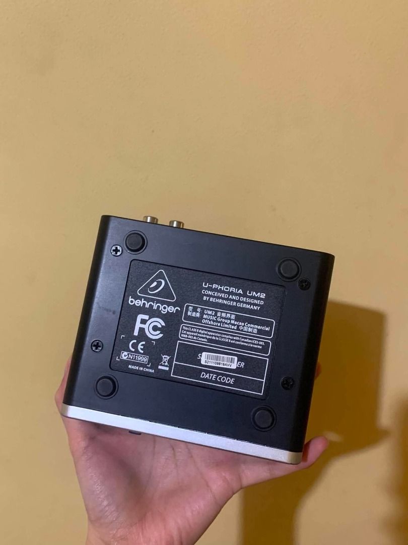 Behringer U-PHORIA UM2 Audio Interface (Category: Other Audio Equipment) located in Limay. Submitted by rustictwist (Listing ID 1460512593, Image 2). Description: Behringer U-PHORIA UM2 audio interface. Two inputs: Mic/Line 1 and Inst 2. Outputs 1 (L) and 2 (R). USB powered. Has +48V phantom power. Direct monitor function. Three knobs for gain and output control. Great for recording. 💰 Price: ₱2800 (NEGOTIABLE) 📦 Shipping: J&T or LBC (NEGOTIABL