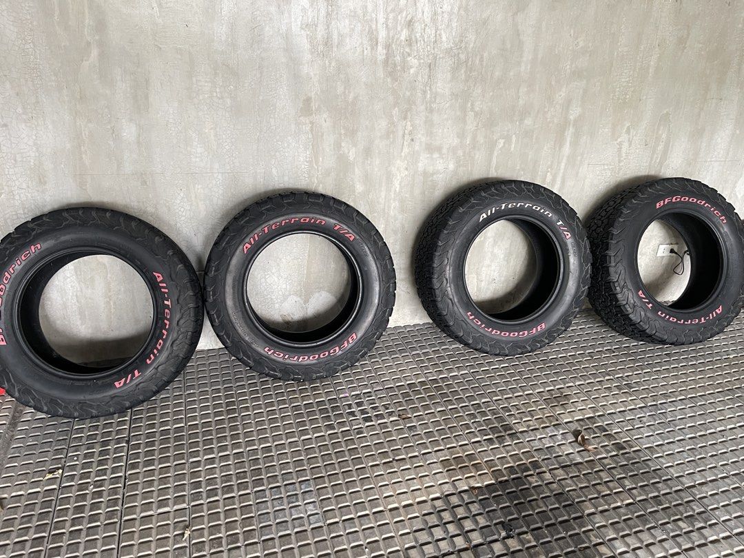 bfgoodrich 275/65 R18 (Category: Mags and Tires) located in Pasay City. Submitted by shaunpatrick (Listing ID 1460523056, Image 3). Description: - Brand: BFGoodrich - Model: All-Terrain T/A KO2 - Size: LT275/65 R18 - Type: All-Terrain Tires - Features: Aggressive tread for superior grip and durability - Condition: Excellent, ready for adventure.
