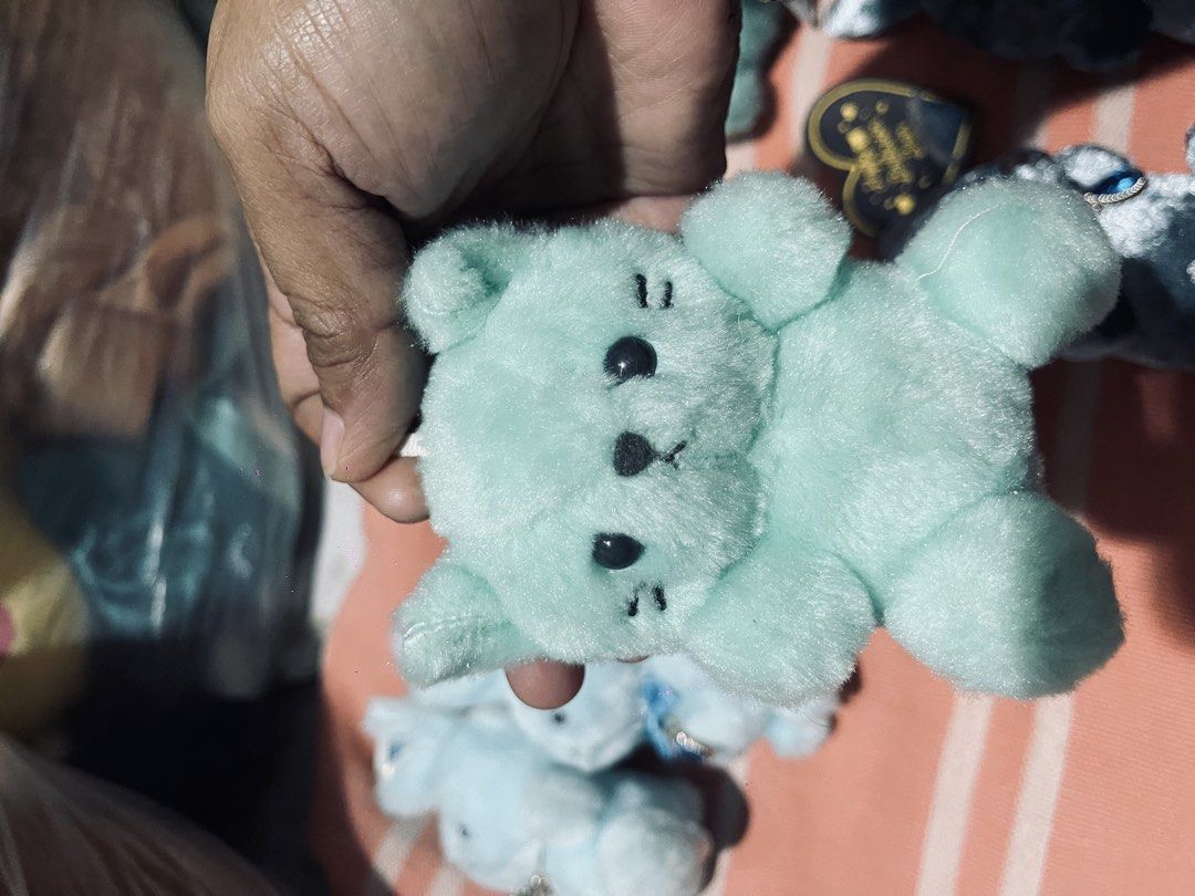 Birthday bear,cat,rabbit 100each (Category: Plushies & Soft Toys) located in Muntinlupa City. Submitted by wgesez5uji (Listing ID 1460531766, Image 3). Description: - Adorable plushie keychains - Available characters: Bunnies, Bears, Cats - Colors: Blue, Mint Green, Dark Grey - Each keychain features a cute charm - Perfect for decorating bags or as a thoughtful gift.