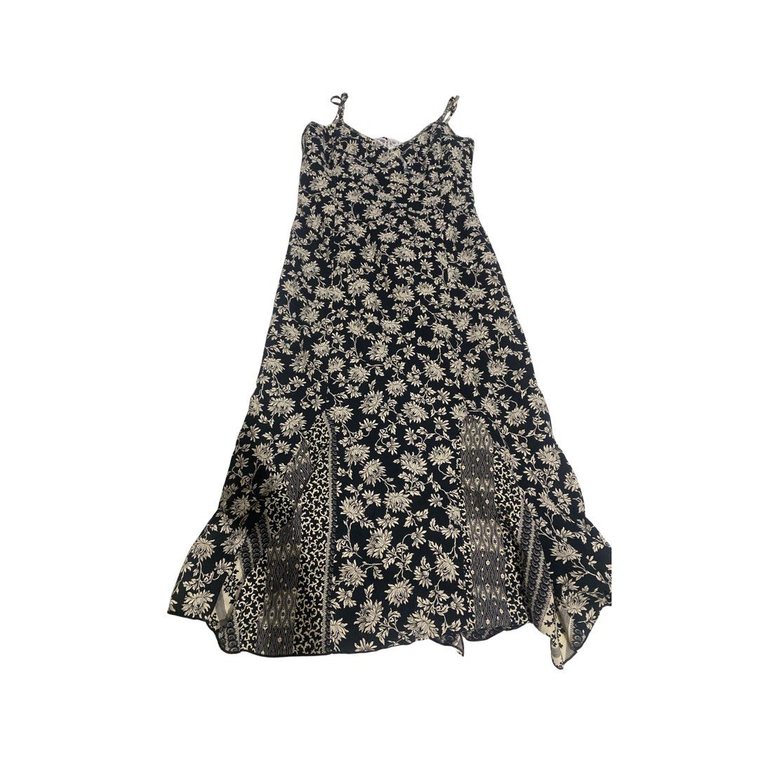 Black Floral Maxi Dress with Patterned Panels (Category: Dresses) located in Naga. Submitted by clidtw (Listing ID 1460514265, Image 1). Description: - Elegant black maxi dress - Features a delicate floral print - Contrasting patterned panels on the skirt - Comfortable spaghetti straps - Flowy silhouette for a flattering fit - Ideal for casual day outs or summer evenings.