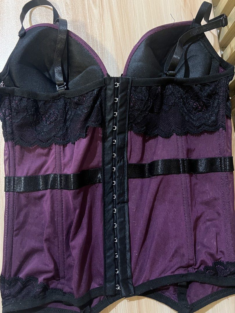 black violet lace corset full length (Category: Sleeveless) located in Taguig. Submitted by kyz_closet (Listing ID 1460706117, Image 2). Description: tags: goth / halloween / sexy / costume / going out top - never been worn since bought - sturdy boning and enhance body shape - push up bra cups slightly deformed - thick fabric, good quality material delivery shouldered by buyer 📍 makati city .