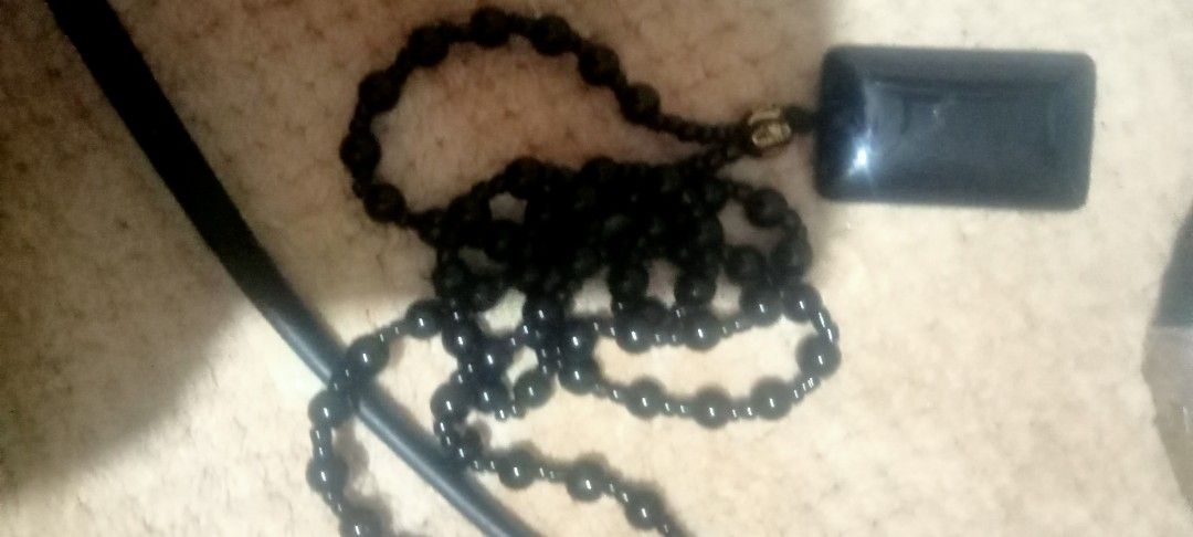 Blaobsedian d Necklace with Rectangular Pendant (Category: Necklaces) located in Paranaque City. Submitted by dimaguilaa94969 (Listing ID 1460547269, Image 1). Description: - Classic black beaded necklace - Small, round beads - Smooth, dark rectangular pendant - Simple and versatile design09260966619 - Adjustable length - Ideal for everyday wear or special occasions two kinds roundcand square pendant.