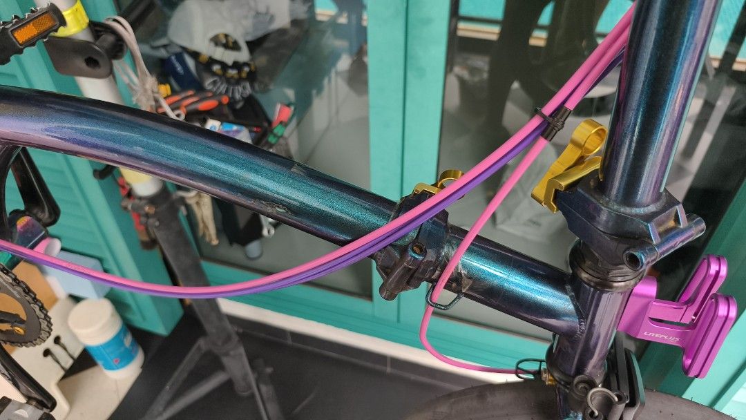 Brompton Cables (Category: Bicycles) located in Singapore. Submitted by shifu_at_bartley (Listing ID 1460627921, Image 3). Description: Change of cable due to rusts, wear&tear, change handlebar or just want that color to match your theme ? Service labour cost $30 cables not included. eg trim length. $70 if i provide all material, mainly black Jegwire. Other colors to chat. current red, orange, blue, pink, lime green and half white PIKES, 3sixty, 