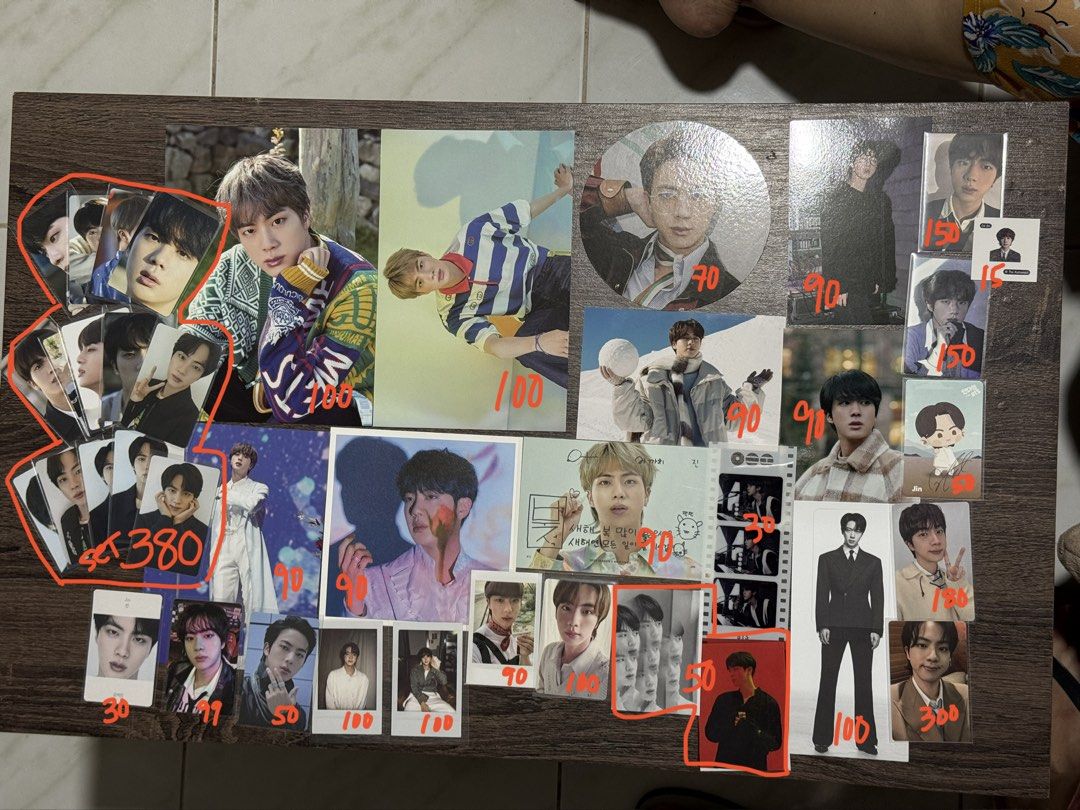 BTS Jin Photocards and Postcards Set (Category: K-Wave Merchandise) located in Santa Barbara. Submitted by joonarri (Listing ID 1460587646, Image 1). Description: Item + pf + lsf Mint conditions Gcash/ Pangasinan/ J&T 1 week DOP/ PAYO.