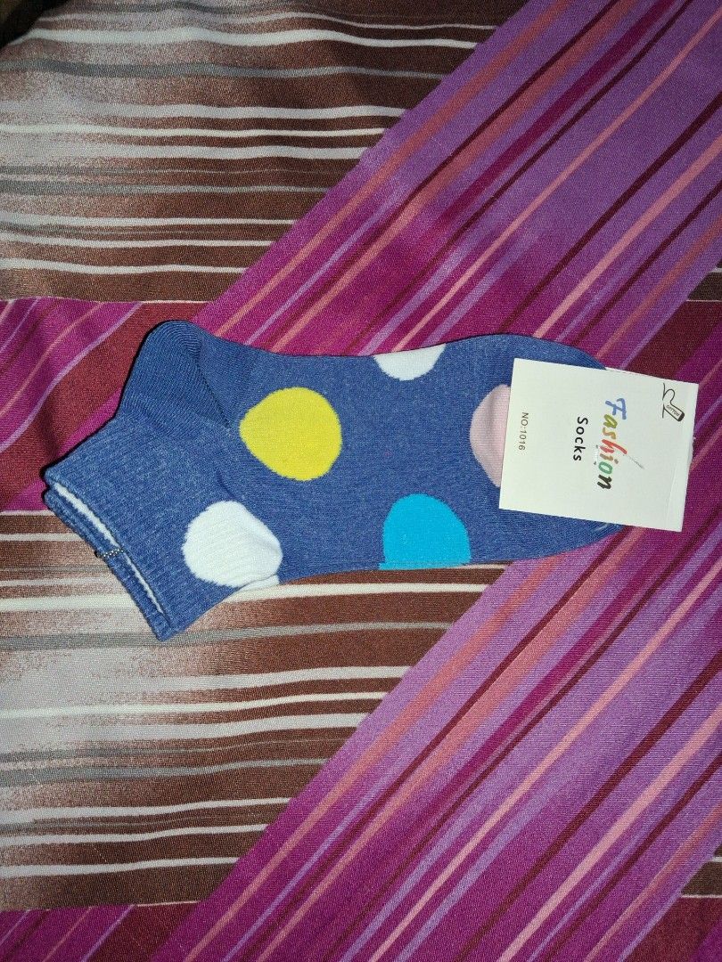 Bundle Ankle Socks (Category: Socks) located in Baguio. Submitted by arowarwai (Listing ID 1460663967, Image 3). Description: - Bundle of 3 pairs of ankle socks - Cute bear print with pink heel - Playful fox design on pink base - Blue with colorful polka dots - Low-cut and comfortable for everyday wear - Adds a fun touch to any outfit.