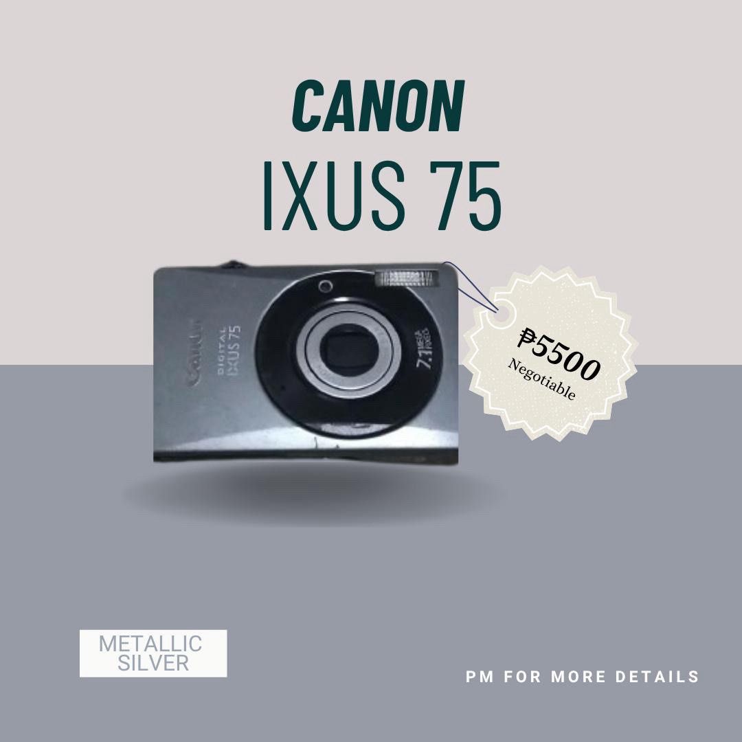 Canon IXUS 75 (Category: Cameras) located in Manila. Submitted by rosswell04 (Listing ID 1460519799, Image 1). Description: Inclusions: Canon IXUS 75 unit Battery SD Card (4gb) 2× lanyards Stickers ISSUE: * small dot sa baba ng lcd only (doesn’t affect the actual photo) 📌 MOP: GCash / MariBank / Bank Transfer 📦 MOD: J&T (FREE SHIPPING) .