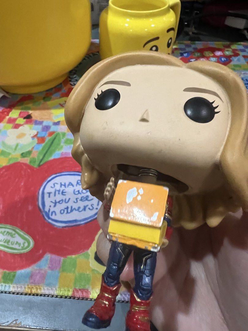 Captain Marvel Funko Pop 444 (Category: Designer & Blind Box Toys) located in Paranaque City. Submitted by guevssss (Listing ID 1460708283, Image 2). Description: - Captain Marvel Funko Pop figure #444 - No box - Minor scuffs present on the accessory and the figure's head - See photos for condition. Selling low - please manage expectations..