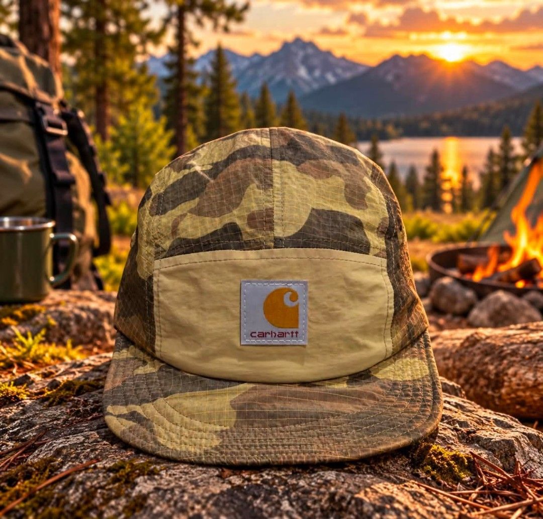 Carhartt 5-Panel Camo Cap - Multiple Colors Available (Category: Caps & Hats) located in Rizal. Submitted by thebrim (Listing ID 1460524353, Image 2). Description: WHOLESALE/RETAIL - Brand: Carhartt - Style: 5-panel cap - Design: Cool camouflage pattern - Fit: Adjustable strap at the back - Ideal for: Outdoor adventures, casual wear - Available Colors: Purple, Desert Camo, Woodland Camo, Grey Camo.