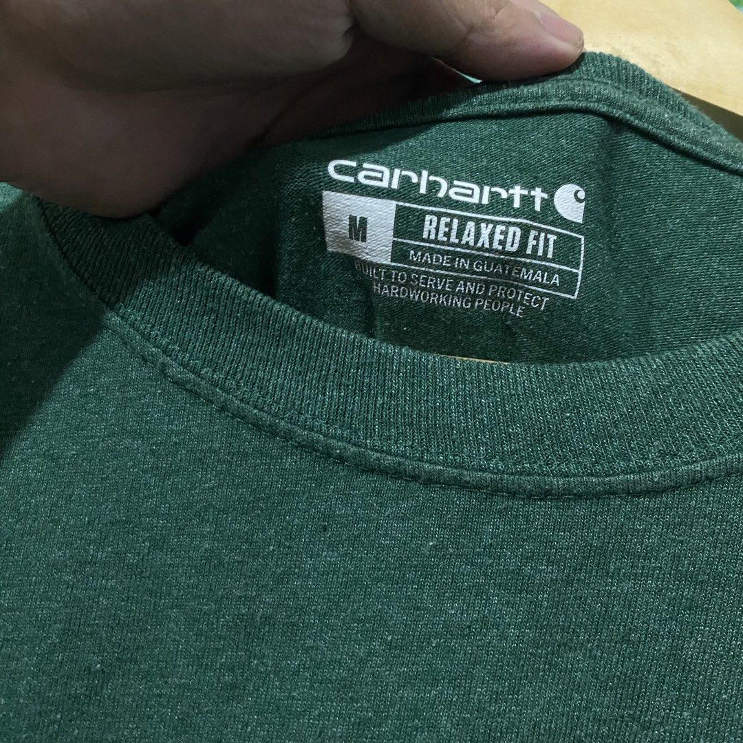 CARHARTT POCKET TEE GREEN (Category: Formal Shirts) located in Rodriguez. Submitted by thriftwitharn (Listing ID 1460705199, Image 2). Description: CARHARTT POCKET TEE GREEN MEDIUM 22x28 NO ISSUE.