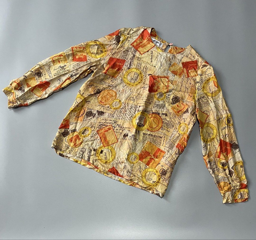 CELINE PARIS SILK L.S BLOUSE (Category: Longsleeves) located in Manila. Submitted by 5kcollectiveph (Listing ID 1460611353, Image 3). Description: Celine Paris Silk Blouse All Over Print -Authentic -Size 38 ontag -Width: 19 inch -Length: 23 inch -Sleeve Length: 20.5 Inch -Condition: 9”10 -Color rate 9”10 -Buttons condition: 5”10 (Please rely all details before offer).