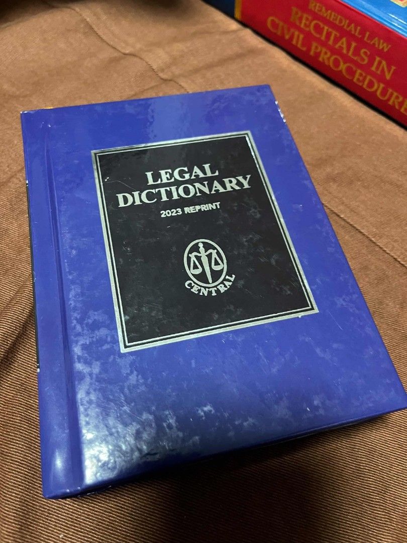 Central Legal Dictionary 2023 (Category: Textbooks) located in Las Pinas. Submitted by hopeworlddd (Listing ID 1460714465, Image 1). Description: - Legal Dictionary, 2023 Reprint - Essential reference for law students and professionals - Features clear definitions and terms - Blue cover with sturdy binding.