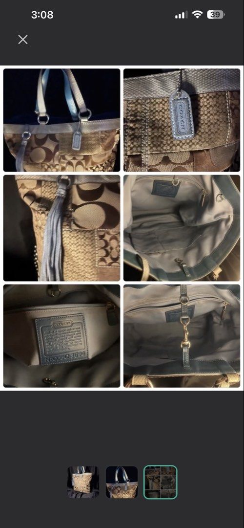 Coach White Round Bag & Patchwork Tote Bag (Category: Luxury Bags & Wallets) located in Las Pinas. Submitted by lyrehs1981 (Listing ID 1460618227, Image 2). Description: - Coach white canteen coach bag - Includes matching crossbody strap - Comes with a Coach patchwork tote bag - authentic Tote coach patchwork bag features blue lining - Ideal for everyday use and travel.
