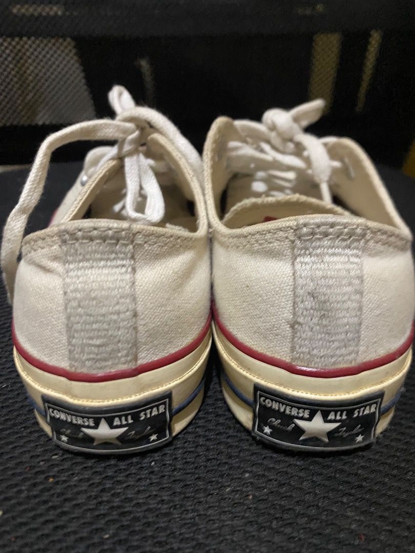 Converse Chuck Taylor All Star Low Top Cream (Category: Sneakers) located in Quezon City. Submitted by decluttering_student (Listing ID 1460584551, Image 3). Description: Size: EU 35 UK 3 CM 22 - Classic cream Converse low tops - Iconic Chuck Taylor All Stars - Signature rubber toe cap - Red and blue stripe detailing on sole - White laces .