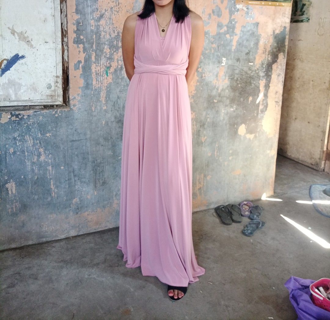 Convertible Infinity Maxi Dress - Dusty Rose (Category: Dresses) located in Manila. Submitted by zeneeee (Listing ID 1460558315, Image 1). Description: - Premium-fabric (high quality) - Dusty rose infinity dress - Versatile styling options - Flowy and comfortable fabric - Ideal for bridesmaids and events - One size fits most - Worn once for a prom.
