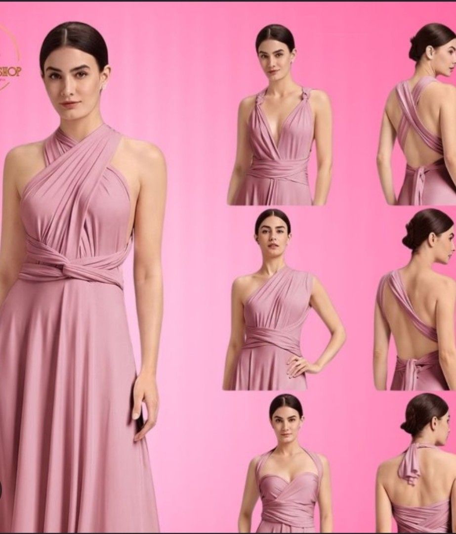 Convertible Infinity Maxi Dress - Dusty Rose (Category: Dresses) located in Manila. Submitted by zeneeee (Listing ID 1460558315, Image 2). Description: - Premium-fabric (high quality) - Dusty rose infinity dress - Versatile styling options - Flowy and comfortable fabric - Ideal for bridesmaids and events - One size fits most - Worn once for a prom.