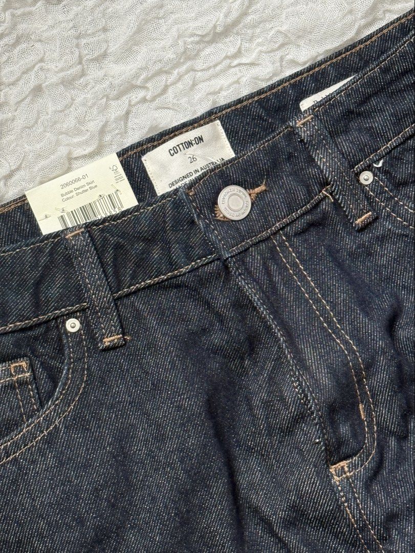 Cotton on bubble skirt denim (Category: Skirts) located in Manila. Submitted by prelovedby_lou (Listing ID 1460589617, Image 3). Description: - price on tag: 1,999 - never been worn - bought from cotton on - 26 on tag but can fit until 30 for hips (for low waisted).