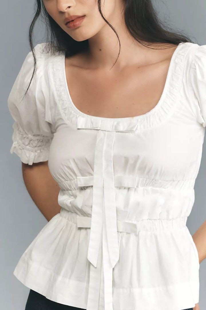 DAMSON MADDER BIANCA RUFFLE BOW TOP (Category: Blouses) located in San Pedro. Submitted by cyanide.slug.cat (Listing ID 1460601061, Image 2). Description: s-m 32-36" bust 25-30" waist 21" length.