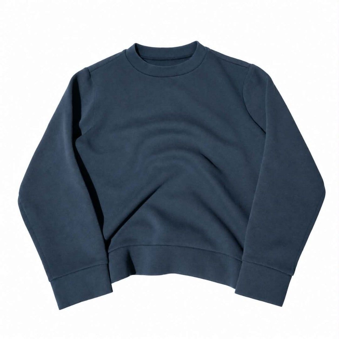 Dark Blue Crewneck Sweatshirt (Category: Coats, Jackets and Outerwear) located in Manila. Submitted by chieezz (Listing ID 1460670390, Image 1). Description: - Classic dark blue crewneck sweatshirt - Long sleeves with ribbed cuffs and hem - Soft and comfortable feel - Versatile for everyday wear - Ideal for layering.