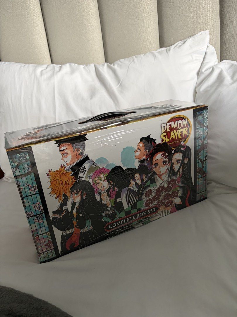 Demon Slayer Complete Box Set (Category: Comics & Manga) located in Manila. Submitted by 940328 (Listing ID 1460581091, Image 1). Description: - Complete Demon Slayer box set - Features all main characters on the cover - Still sealed in original plastic wrap - Ideal collector's item for fans - Original price tag: P13999.00, slightly negotiable tags: manga manhwa book fullybooked fb japanese tanjiro nezuko inosuke rengoku zenitsu hashira.