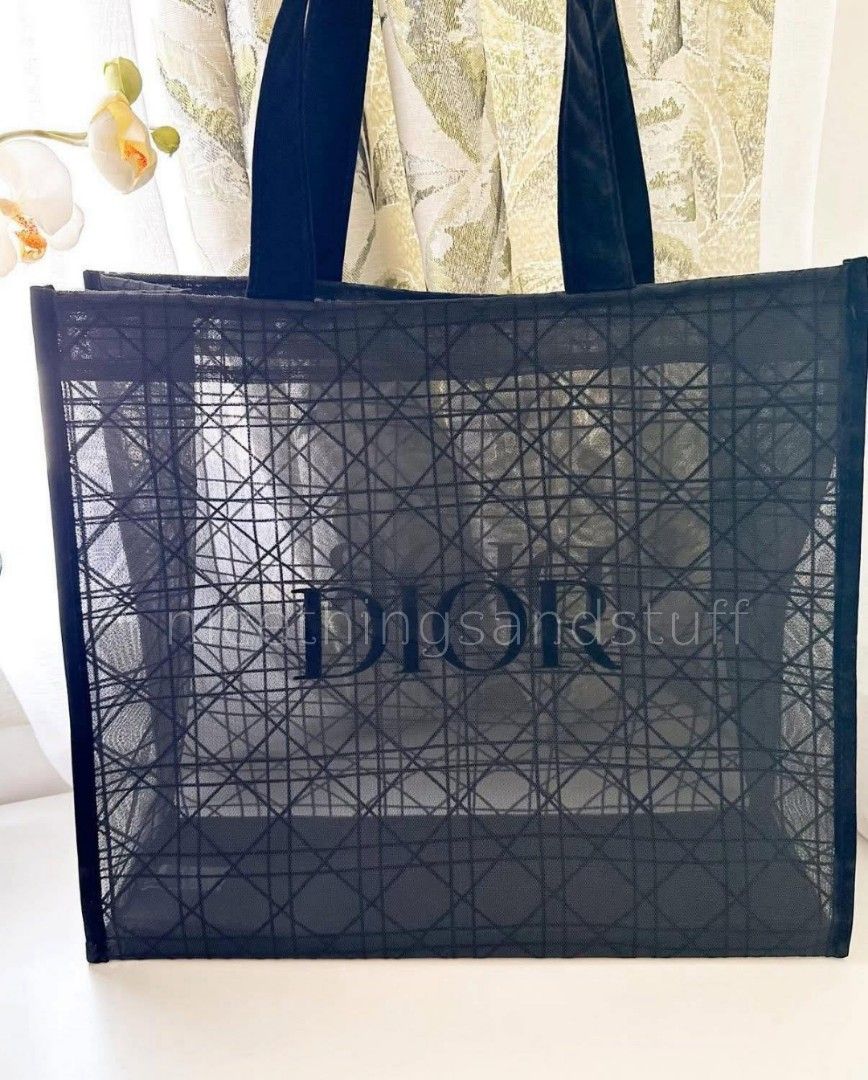 DIOR MESH LARGE SIZE TOTE BAG (Category: Luxury Bags & Wallets) located in Manila. Submitted by nicethingsandstuff (Listing ID 1460517469, Image 1). Description: 🔸All items are onhand 🔸Authentic GWP black Dior mesh tote bag 🔸 Features the iconic Dior pattern throughout 🔸Comfortable velour handles for easy carrying 🔸Ideal for shopping trips or everyday use 🔸Interior tag displays 'nicethingsandstuff'.
