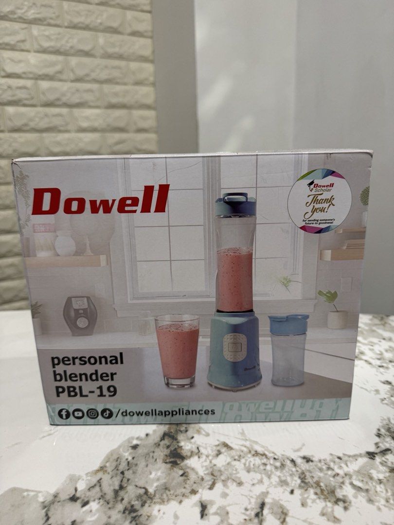 Dowell Personal Blender PBL-19 (Category: Juicers, Blenders & Grinders) located in Manila. Submitted by dondonc1026 (Listing ID 1460634596, Image 1). Description: PERSONAL BLENDER ONE TIME USED 1,500 ONLY - Dowell Personal Blender (Model PBL-19) - Ideal for making smoothies and shakes - Comes with blender base, blending cup, and travel lid - Simple to operate and clean - Perfect for quick, on-the-go beverages.