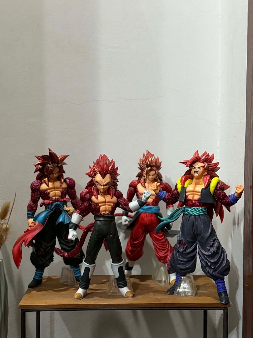 Dragon Ball Super Saiyan 4 Xeno Set (Category: Figurines & Statues) located in Manila. Submitted by jbdf23 (Listing ID 1460711082, Image 1). Description: SSJ4 Limit Breaker Xeno Set Vegeta - With Box Gogeta (Last Prize) - With Box Goku - Loose Vegito - Loose Rare Authentic With foot stand No issue Can send more pictures and do video call to prove authenticity and legitimacy of the figures and the seller.