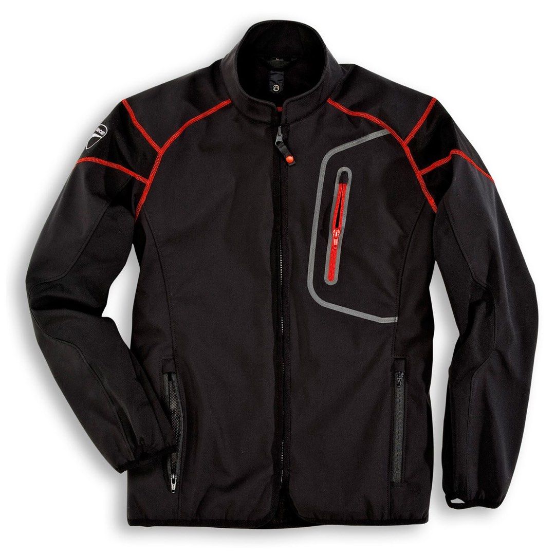 Ducati technical softshell jacket (Category: Coats, Jackets and Outerwear) located in Quezon City. Submitted by mancave_stuff (Listing ID 1460532793, Image 1). Description: -Ducati technical Softshell jacket -Stealth black color -Red contrast stitching with zippered chest pocket -Size L: W21.5 x L27” -Rainproof -Style: Can be used for urban moto rides and casual wear -No issues -Personal collection.