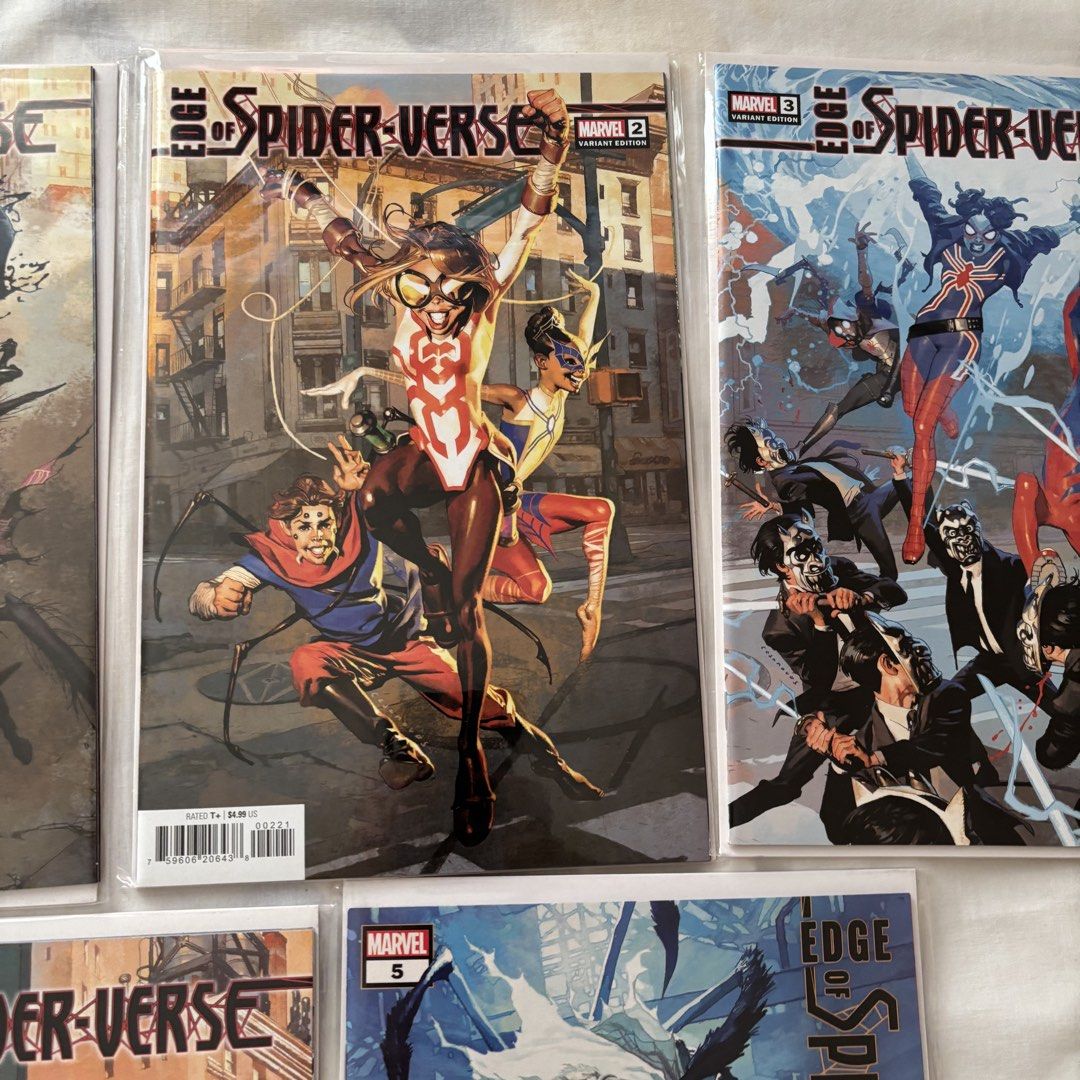 Edge of Spider Verse Marvel Comics Complete Set Single Issues (Category: Comics & Manga) located in Calamba. Submitted by batmayne (Listing ID 1460516789, Image 3). Description: Edge of Spider Verse Complete Set 1-5 With bags and boards RFS: Decluttering.