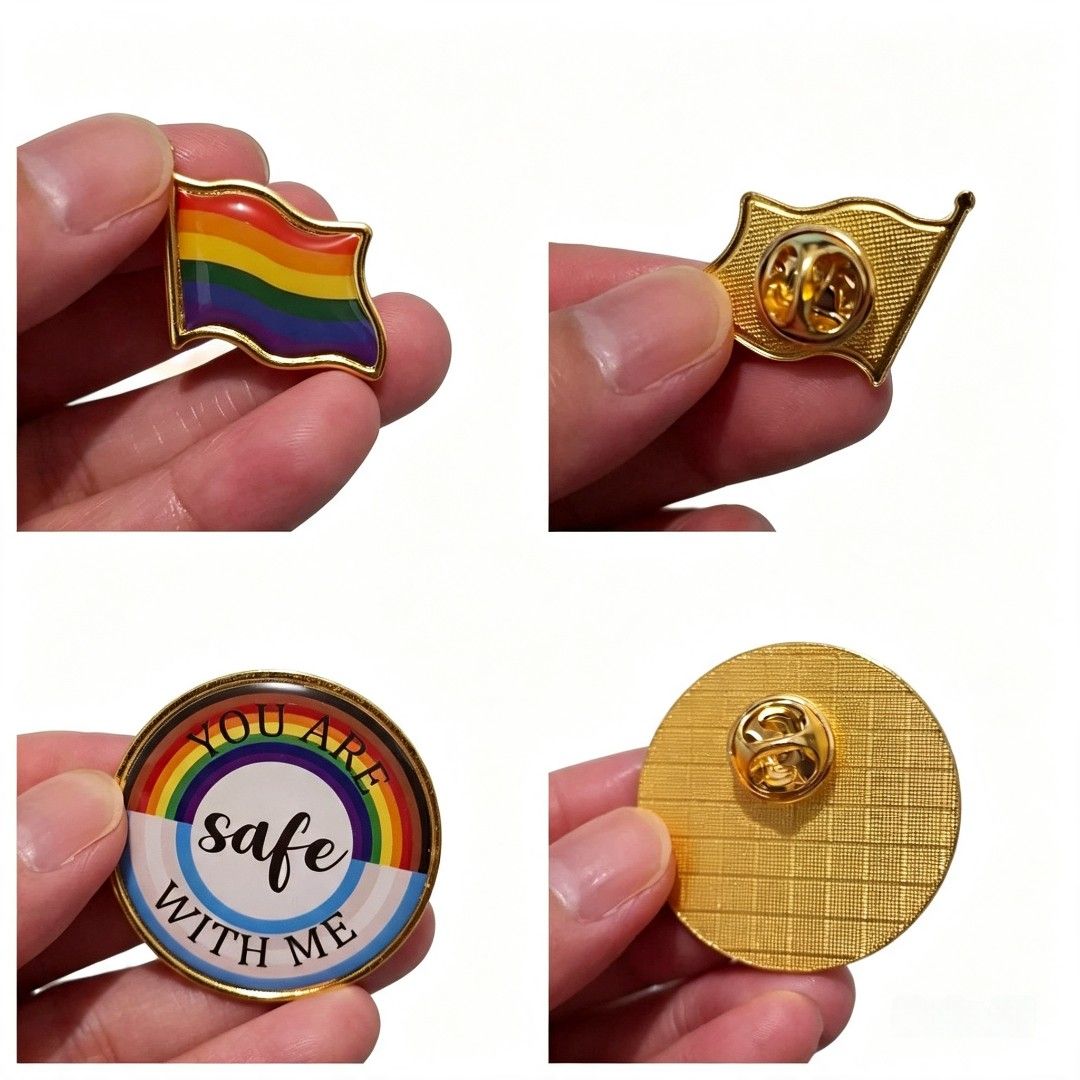Enamel Pride Pins (Category: Other Merchandise) located in Bulacan. Submitted by gjeen (Listing ID 1460571292, Image 2). Description: Take All (12 pcs) Php150/pc - rainbow Php50/pc - safe with me.
