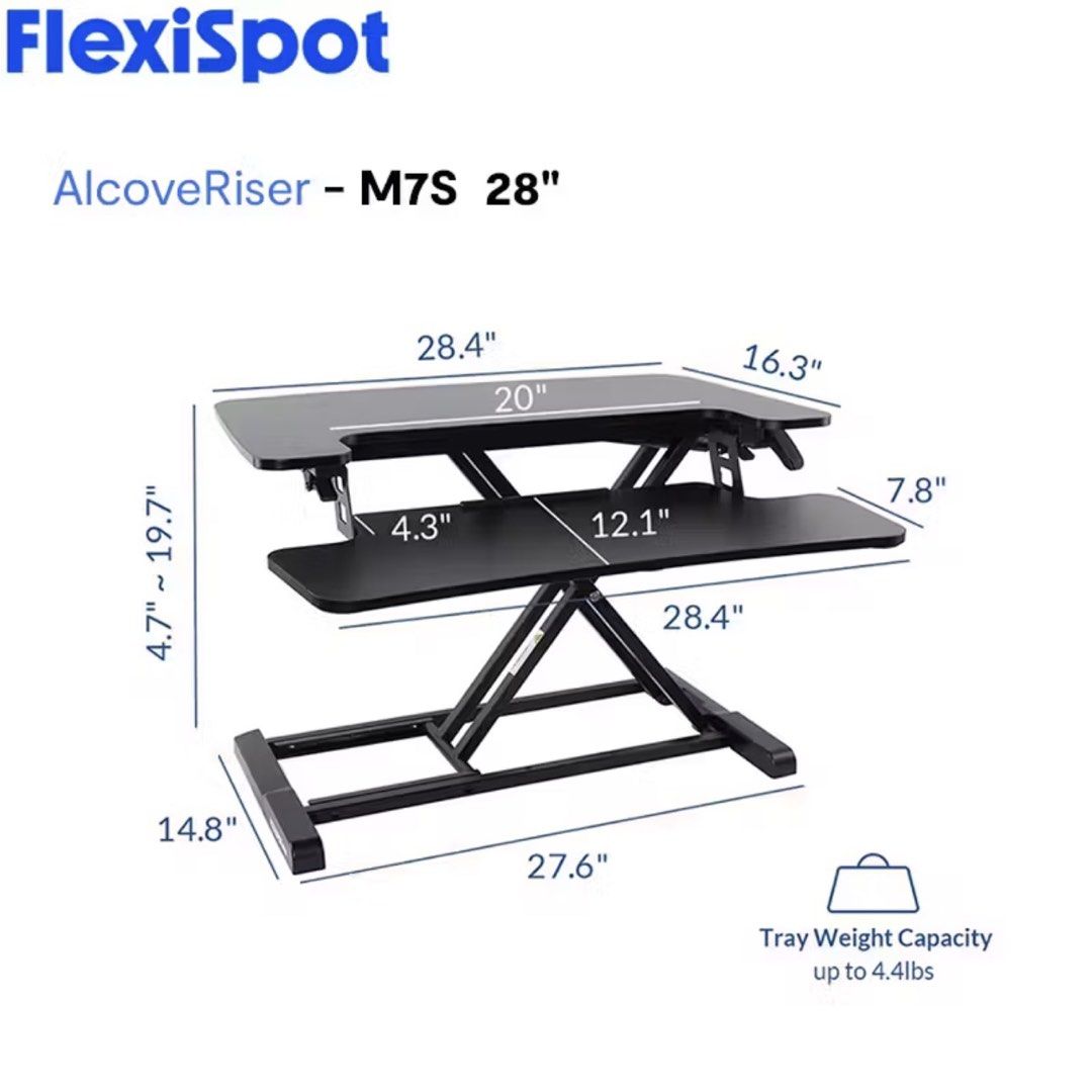 FlexiSpot M7S 28” Standing Desk Riser Height Adjustable Desk Converter with Spacious Keyboard Tray (Category: Desktops) located in Makati City. Submitted by brcrdo18 (Listing ID 1460685132, Image 1). Description: For sale: ￼FlexiSpot M7S 28” Standing Desk Riser Height Adjustable Desk Converter with Spacious Keyboard Tray Bought for ₱10,990 2 months ago This is also now sold out sa Flexispot store Sale price now: ₱ 7,000 (slightly negotiable) In g