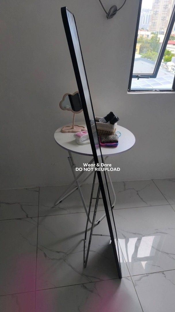 Full Body Mirror with stand (Category: Mirrors) located in Manila. Submitted by tinebellen (Listing ID 1460560693, Image 3). Description: Collecting orders 💌 Full body mirror —5 ft tall Metal Frame with stand actual photos posted Php 499 📍Lalamove delivery | Payment first .