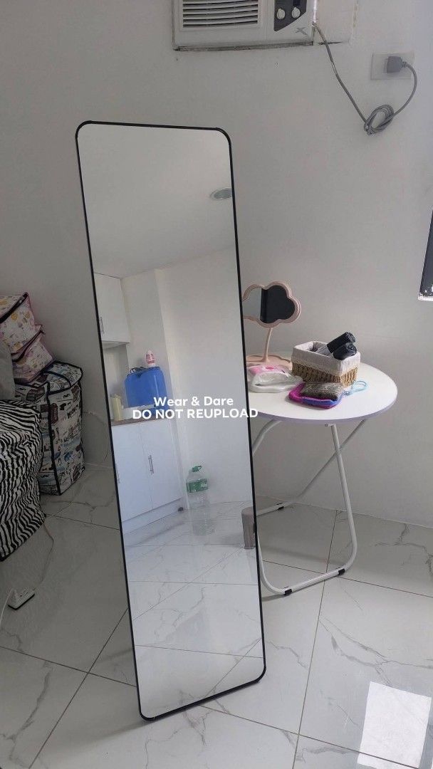 Full Body Mirror with stand (Category: Mirrors) located in Manila. Submitted by tinebellen (Listing ID 1460560693, Image 1). Description: Collecting orders 💌 Full body mirror —5 ft tall Metal Frame with stand actual photos posted Php 499 📍Lalamove delivery | Payment first .