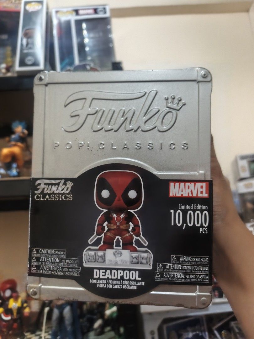 Funko Pop! Classics Marvel Deadpool Limited Edition 10,000 PCS (Category: Figurines & Statues) located in Antipolo. Submitted by kingofpaps (Listing ID 1460622577, Image 1). Description: - Limited Edition Funko Pop! Deadpool Bobblehead - From the Marvel line - Only 10,000 pieces made worldwide - Features an oscillating (wobbly) head - A must-have for any Deadpool fan's collection!.