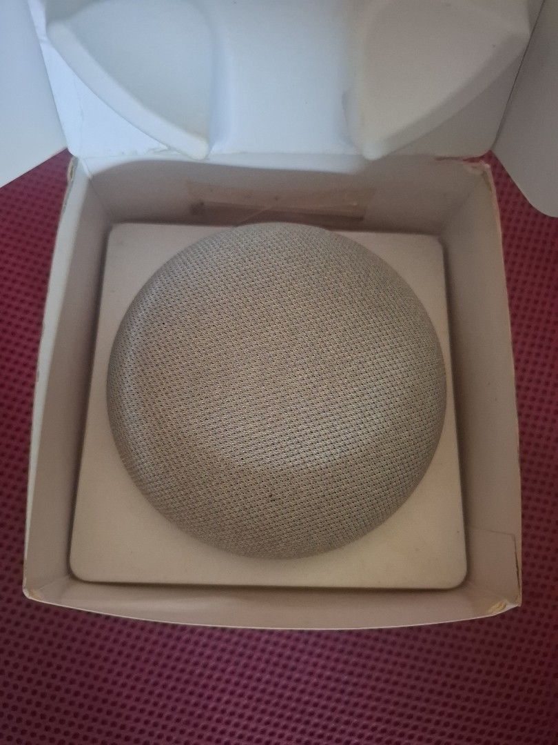 Google Home Mini (never used but box opened) (Category: Other Gadgets) located in Binan City. Submitted by lizsellerfrombinan2026 (Listing ID 1460555283, Image 2). Description: google home mini with intact accessories.