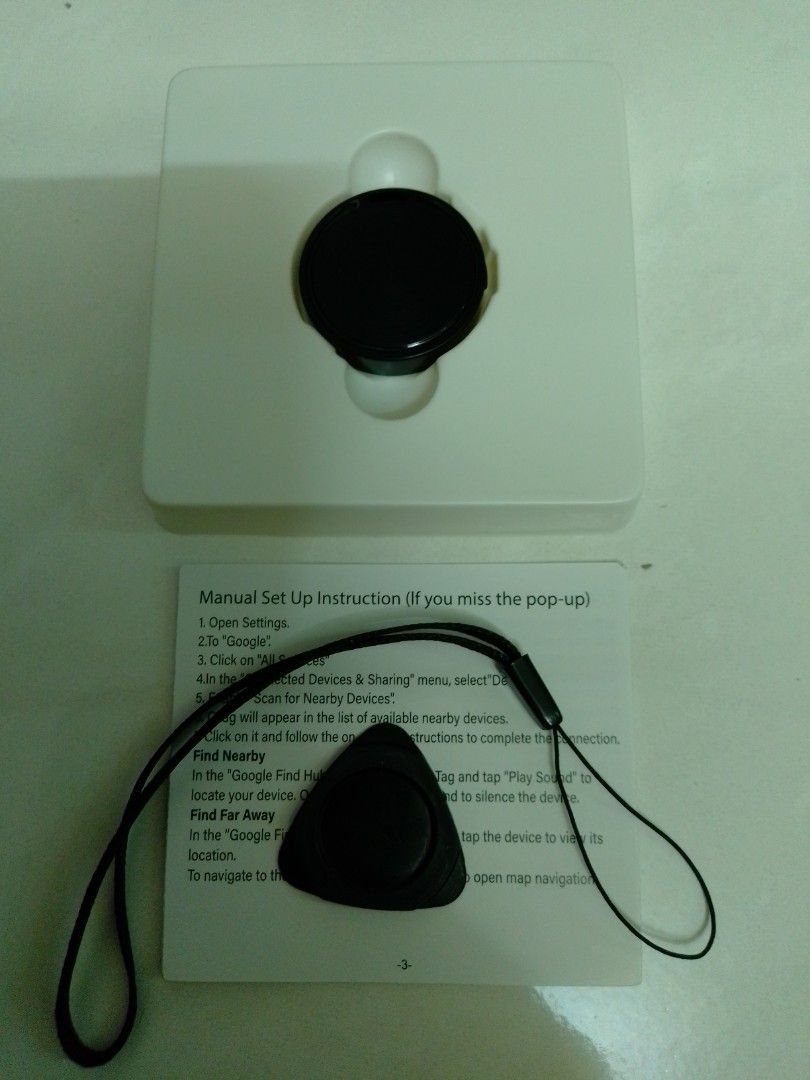 Google Smart Mini Tracker (Category: Wearables & Smart Watches) located in Kuala Lumpur. Submitted by ronanleong (Listing ID 1460555479, Image 3). Description: - Never lose your belongings again! - Portable finder for cars, keys, wallet, bags, and more. - Works with Android's Find Device feature. - Long range: Up to 400 ft. - Requires Bluetooth and location services. - Compatible with Android 9 and above. - Easy to find lost items, even when offl