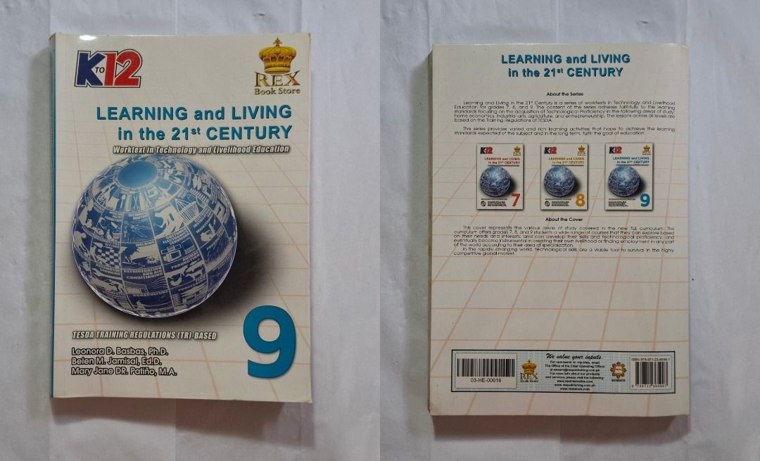 Grade 9 Books (Category: Textbooks) located in Quezon City. Submitted by zharzabr (Listing ID 1460516495, Image 3). Description: 1. Phoenix Publishing House: Pinagyamang Pluma — Wika at Panitikan para sa Mataas na Paaralan — Ikalawang Edisyon — Aklat 1 & 2 - Not used - Good as new 2. REX: Learning and Living in the 21st Century — Worktext in Technology and Livelihood Education - Not used - Good as new 3. Expressions — Worktext in Music, Arts, Phy