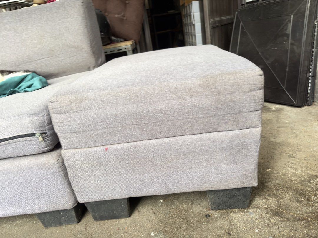 Grey Modular Sofa with Ottomans (Category: Sofas) located in Caloocan City. Submitted by londresari32484 (Listing ID 1460706368, Image 3). Description: - Grey modular sofa - Light grey fabric - Minor stains and wear present - Functional and comfortable (VERY SOFT) - Pure Uratex bought this for 30k @SM .
