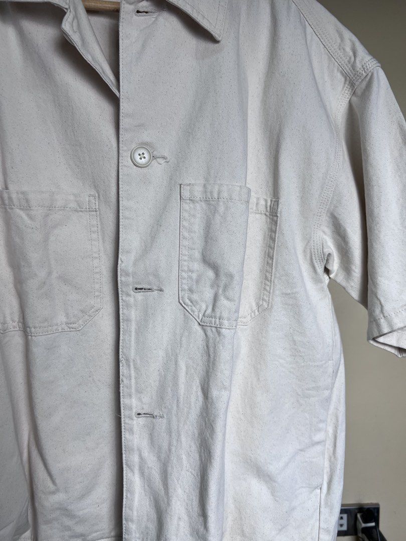 GU Chef Overshirt Cream L (Category: Coats, Jackets and Outerwear) located in Cagayan de Oro. Submitted by brickachu (Listing ID 1460681760, Image 3). Description: GU Chef Overshirt Cream L. Tag says L, but fits pretty big. XL to XXL. condition is great. Heavyweight material. lots of structure. W: 24 L: 27 Sleeve Length: 11.75 buyer shoulders shipping fee. dimensions are in inches..