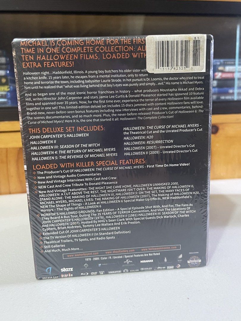 Halloween: The Complete Collection (10-Disc Blu-ray Box Set) (Category: CDs & DVDs) located in Manila. Submitted by k4beauty (Listing ID 1460621544, Image 3). Description: Personal Collections for sale Halloween: The Complete Collection (10-Disc Blu-ray Box Set)Up for sale is the highly sought-after, out-of-print Halloween: The Complete Collection 10-Disc Blu-ray Box Set, released through a landmark collaboration between Scream Factory and Anchor