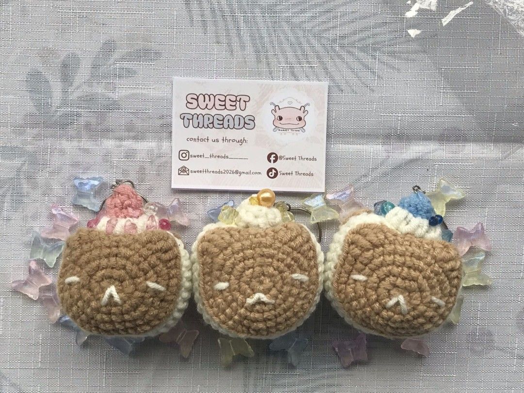 Handmade Crocheted Donut Keychain Charms Set (Category: Handmade Craft) located in Rizal. Submitted by gentlebear-6e31 (Listing ID 1460712458, Image 1). Description: -meet up pwede sa Rizal montalban manila hills or caloocan MCU - Cute handmade crocheted donut charms. - Each charm is unique. - Features bead and butterfly embellishments. - Ideal for personalizing bags and backpacks. - Makes a great gift. - Handmade with love by Sweet Threads. - Fo