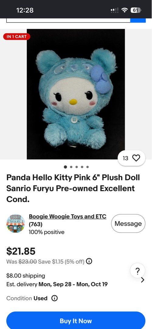 Hello Kitty Panda Light Blue (Category: Other Stationery & Craft) located in Taytay. Submitted by blitzncharms (Listing ID 1460540676, Image 2). Description: bnew w pptag.