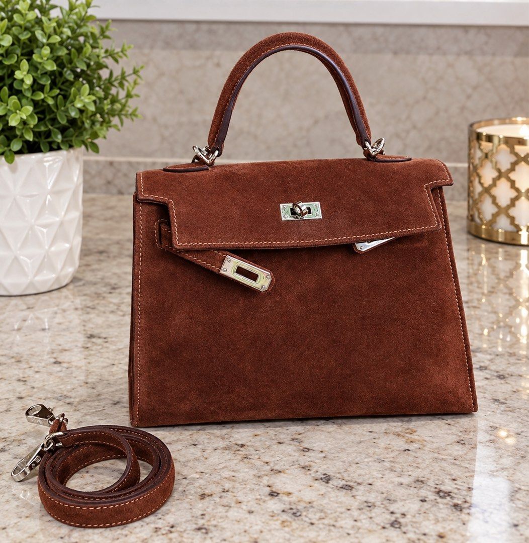 Hermes Kelly Suede (Category: Cross-body Bags) located in General Santos City (Dadiangas). Submitted by h_thrift_luxxe (Listing ID 1460519869, Image 1). Description: Rare Hermes Kelly Suede. Coded. Lightly used. No flaws. No issues. Japan preloved. No inclusions..