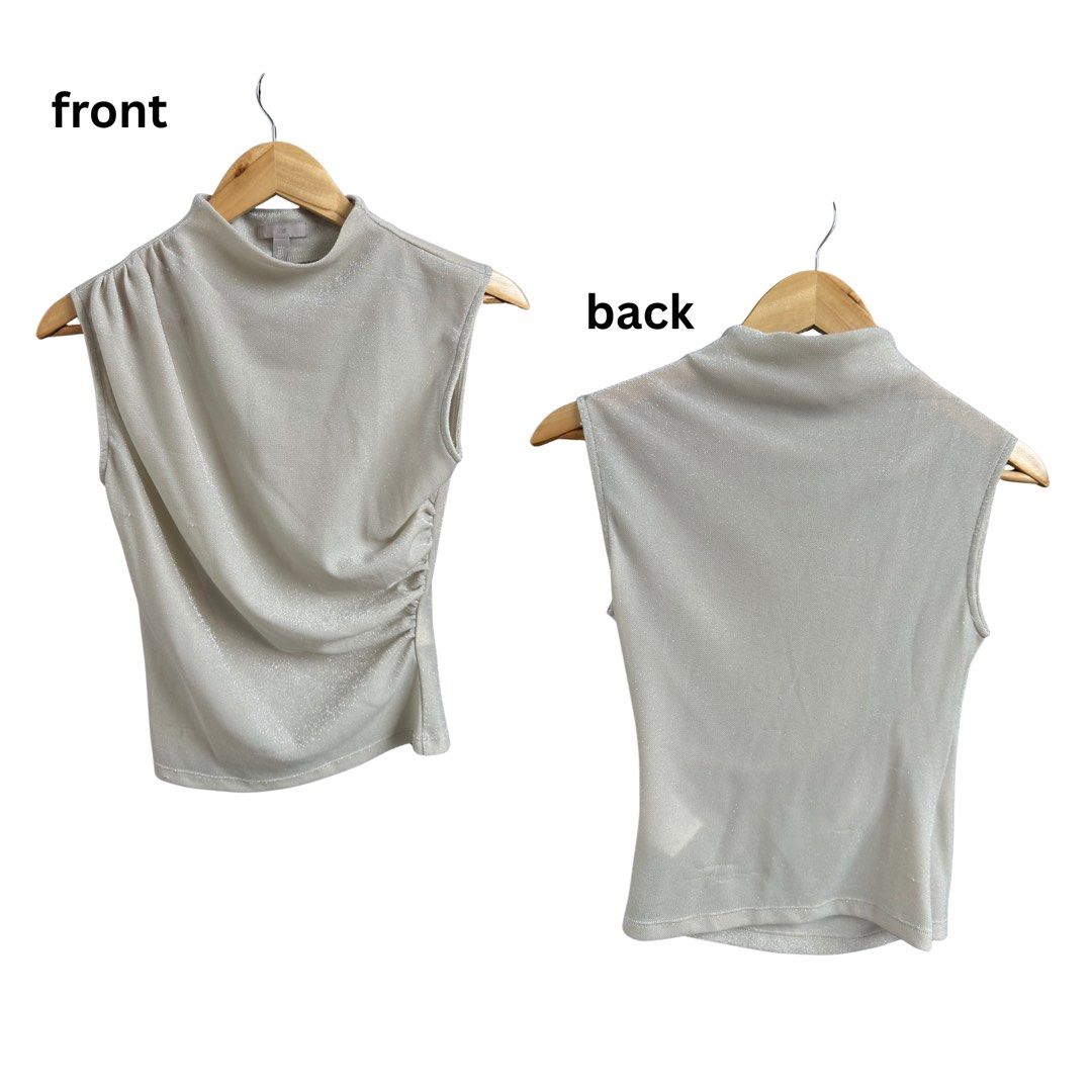 H&M Beige Sparkly Mock Neck Sleeveless Top (Category: Sleeveless) located in Candaba. Submitted by prettyandclean (Listing ID 1460587049, Image 1). Description: Worn once :) Size: EUR S US S.
