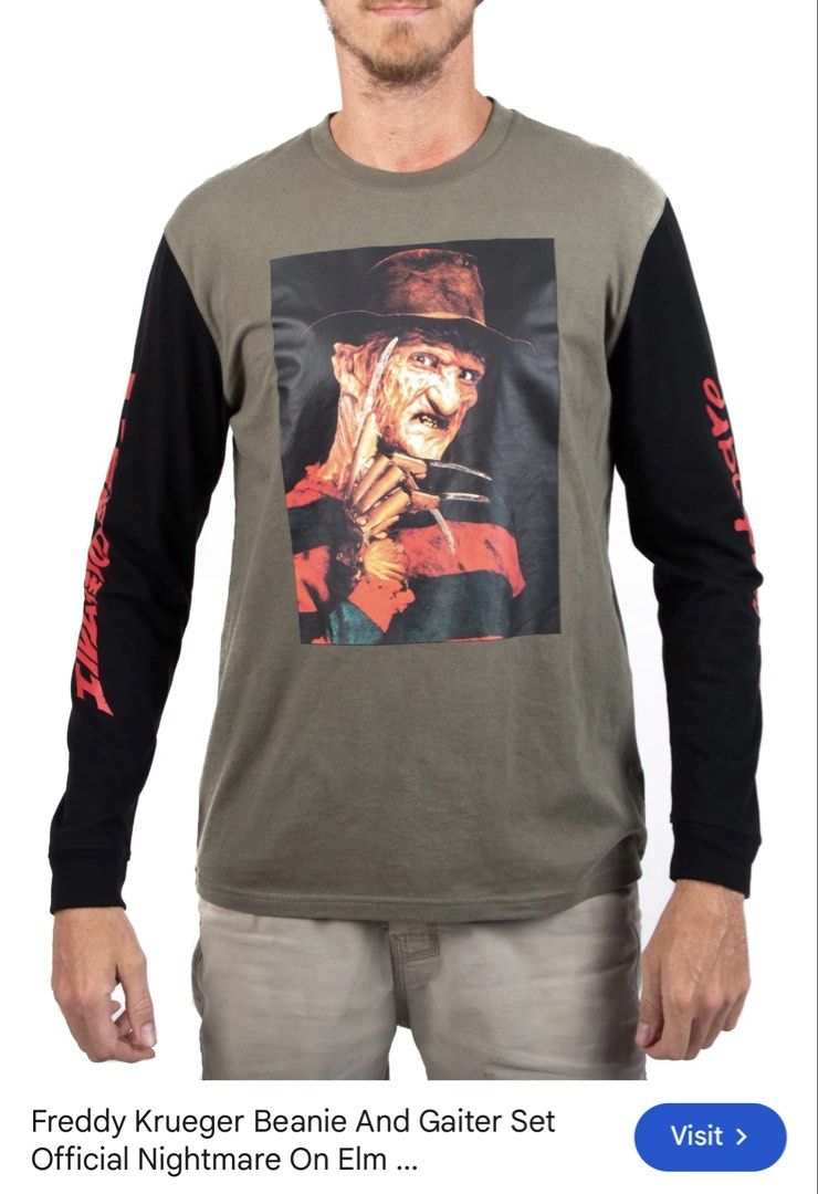 Horror longsleeve tee freddy kr*uger (Category: Tshirts & Polo Shirts ) located in Manila. Submitted by paulovenegaskalakal2020 (Listing ID 1460515988, Image 2). Description: For sale! Kalakal Horror longsleeve tee Fr*ddy krueger Official merch Small- 18.5 width x 27.5 length inches Sleeves- 23 inches Good as new MINE 1,250 +sf.