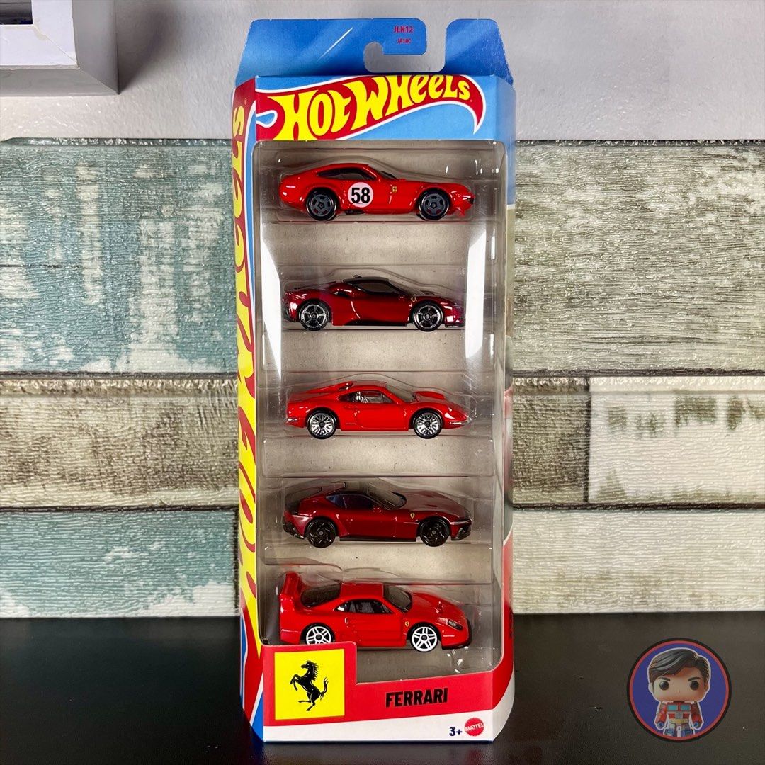 Hot Wheels Ferrari 5-Pack (Category: Vehicle & Diecast Models) located in Quezon City. Submitted by otanon_prime_ph (Listing ID 1460511380, Image 1). Description: 5-Pack Includes: - Ferrari Dino 206 GT - Ferrari SF90 Stradale - Ferrari 365 GTB4 C - Ferrari 12Cilindri - Ferrari F40 Competizione Item is authentic, brand new and on hand. Actual photos posted. What you see is what you get. Item is cross posted so please kindly check first for availab