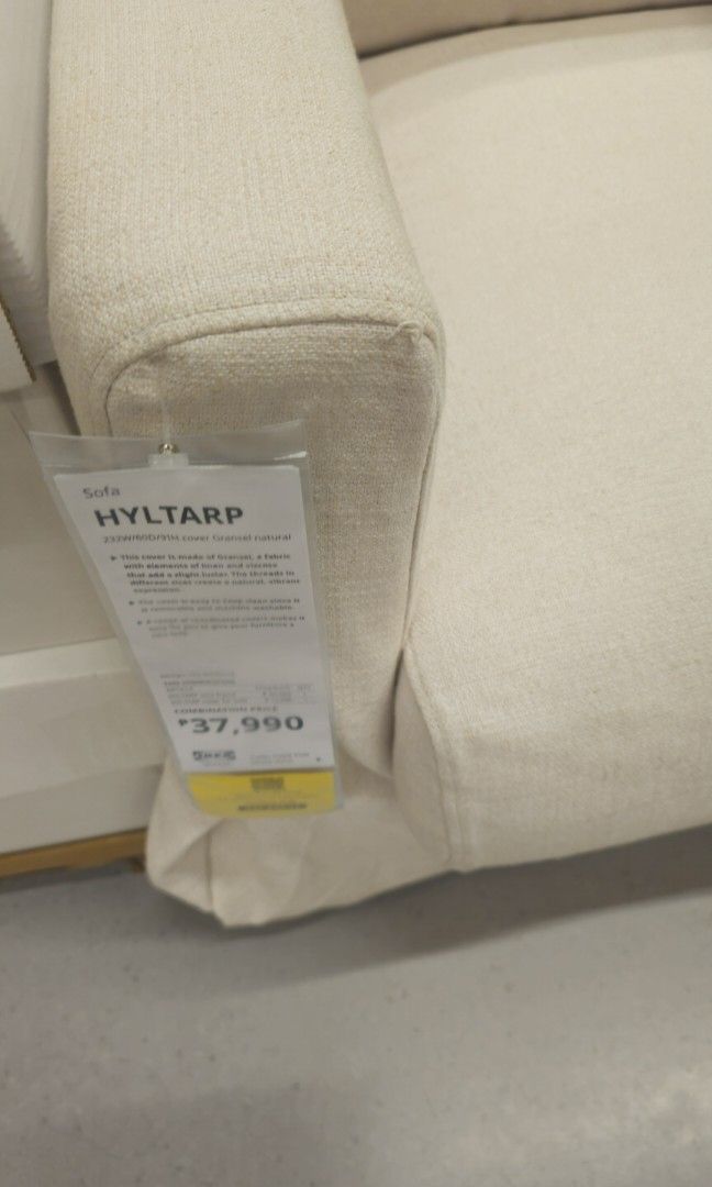 IKEA SOFA HYLTARP (Category: Sofas) located in Antipolo. Submitted by raremountain.47e4ee (Listing ID 1460510934, Image 2). Description: Selling my IKEA HYLTARP sofa in excellent condition. Comfortable, stylish, and well maintained. -Genuine IKEA HYLTARP sofa - can comfortably seat 4-5 people -Original price: ₱37,990 - Selling for only ₱20,000 -8/10 condition -Clean and well maintained -No major damage; There is a small tear underneath the sofa, 